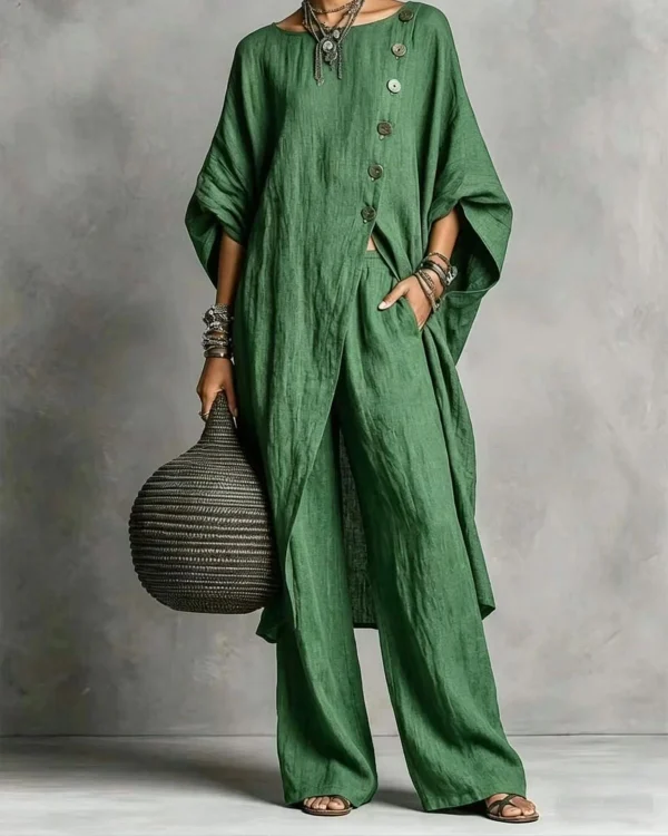 Forest Green Linen Jumpsuit